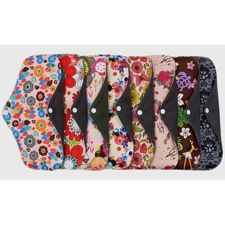 สุ่มลายดอกผ้าอนามัยแบบซักได้ Asiali พร้อมปีก - ลายดอกไม้