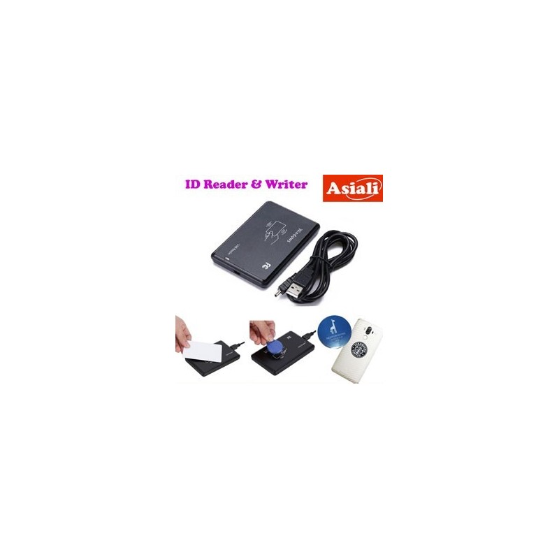 ASIALI New 125KHz RFID/ID Card Reader and Writer with USB Interface Free Rewritable 1 Card /1 Key Tag /1 Mobile Sticker ASIALI New 125KHz RFID/ID Card Reader and Writer with USB Interface Free Rewritable 1 Card /1 Key Tag /1 Mobile Sticker