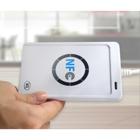 เครื่องอ่านบัตรสมาร์ทการ์ดไร้สัมผัส ACR122U NFC เชื่อมต่อผ่าน USB ใช้เทคโนโลยี RFID 13.56 MHz รองรับบัตร MIFARE
