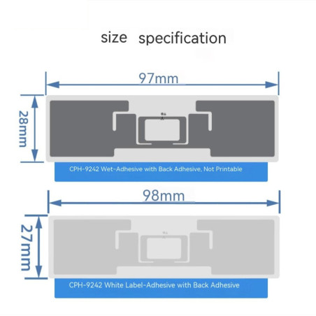แท็ก UHF RFID แบบไม่มีแบตเตอรี่ (ชิป U8/U9) รุ่น 9424 – แบบติดกาวและแบบพิมพ์ได้