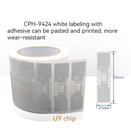 แท็ก UHF RFID แบบไม่มีแบตเตอรี่ (ชิป U8/U9) รุ่น 9424 – แบบติดกาวและแบบพิมพ์ได้