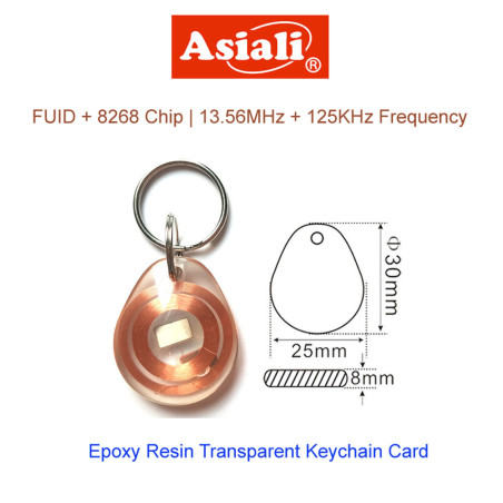 ผลิตภัณฑ์ RFID ประเภทกุญแจพลาสติกใส - ตัวเลือกหลายชิป (รุ่น KeyFob-TM)
