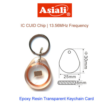 ผลิตภัณฑ์ RFID ประเภทกุญแจพลาสติกใส - ตัวเลือกหลายชิป (รุ่น KeyFob-TM)