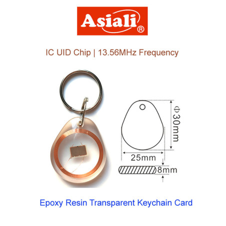 ผลิตภัณฑ์ RFID ประเภทกุญแจพลาสติกใส - ตัวเลือกหลายชิป (รุ่น KeyFob-TM)