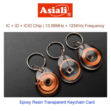 ผลิตภัณฑ์ RFID ประเภทกุญแจพลาสติกใส - ตัวเลือกหลายชิป (รุ่น KeyFob-TM)