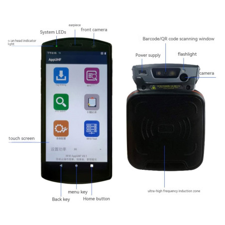เครื่องอ่าน RFID UHF อุตสาหกรรม ระยะไกล 18 ม. พร้อมบาร์โค้ด 4G